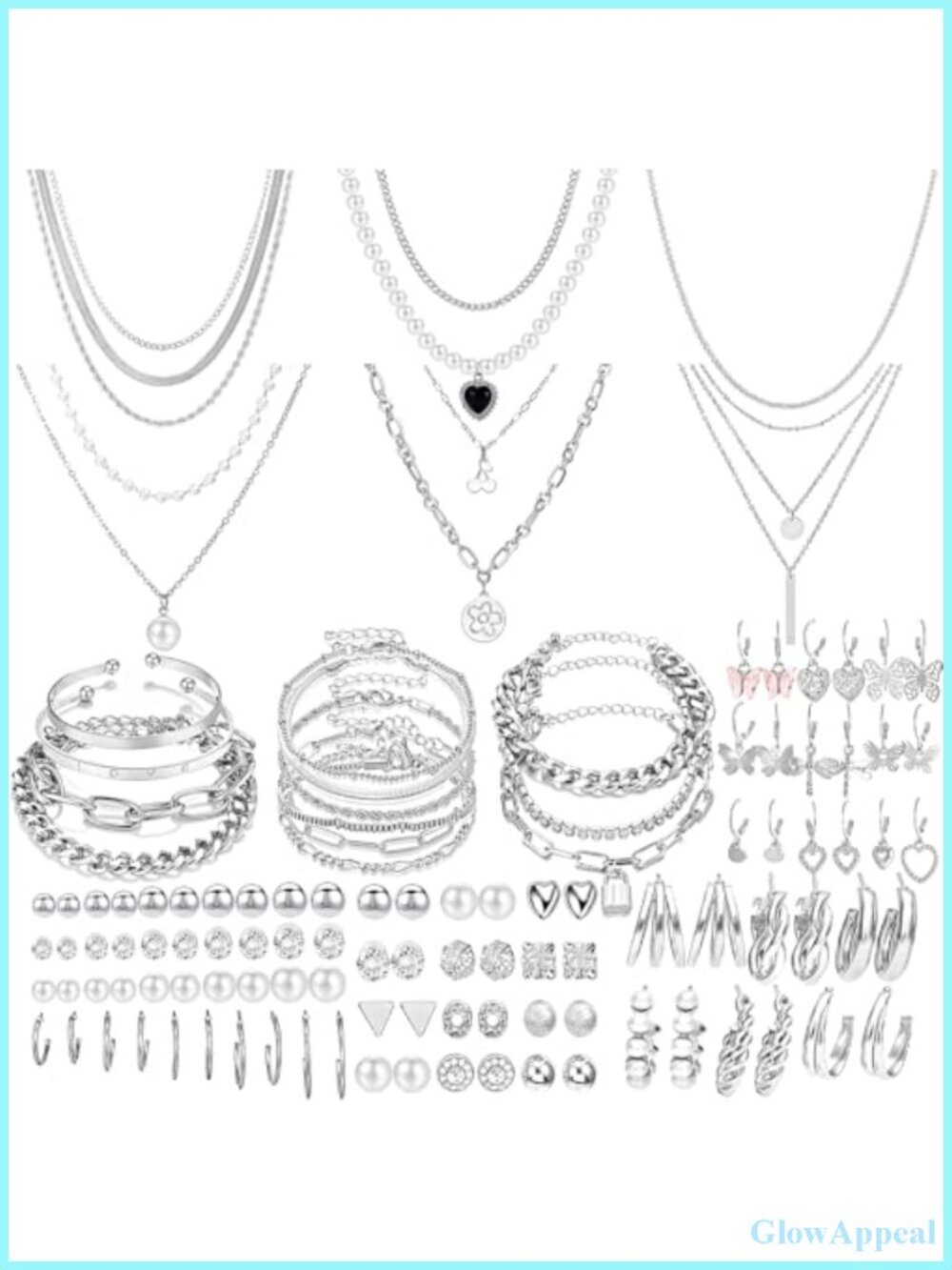 69 Pcs Hypoallergenic Jewelry Set for Women with Necklaces Earrings Bracelets